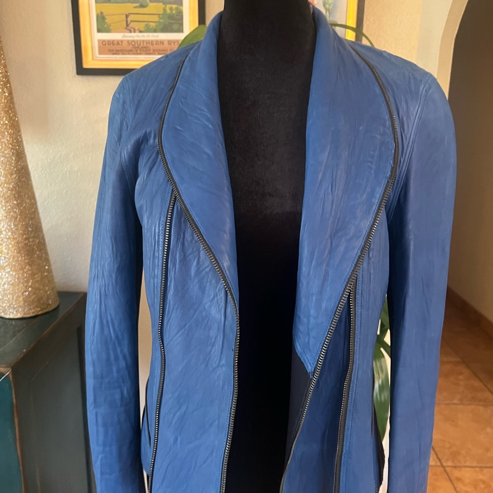 Elie tahari leather moto jacket - Picture 2 of 16